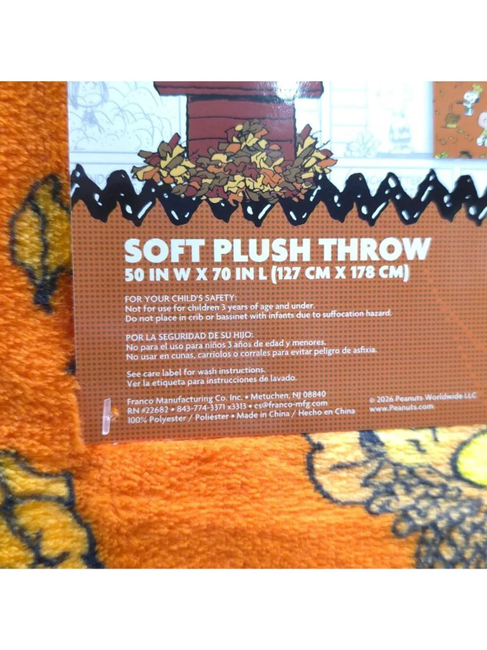 Peanuts Thanksgiving Soft Plush Throw Blanket 50